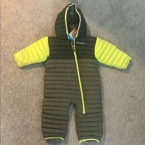 Columbia Infant Snowsuit in Olive and Neon Yellow